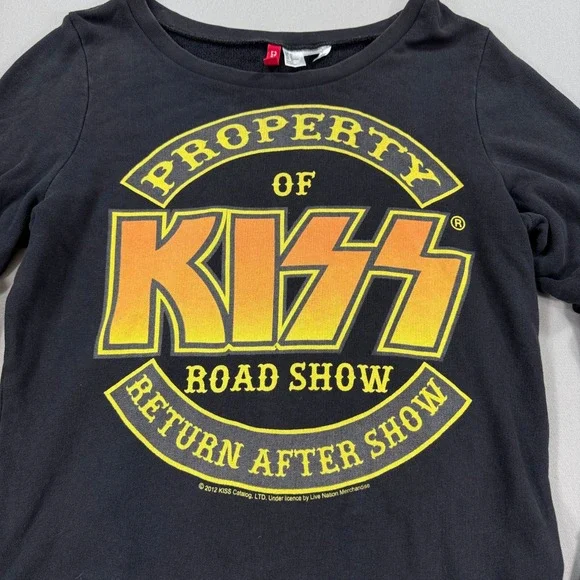 KISS Road Show 2012 Graphic Sweatshirt‎ Women's Size 10 Black Gold Writing H&M - Picture 2 of 6